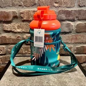 HydroJug Neon Orange with Floral Sleeve and Straw